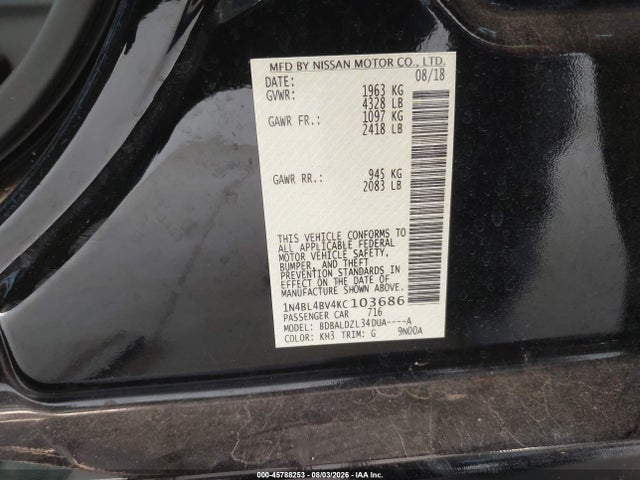 Nissan Altima 2.5 S 2019 1N4BL4BV4KC103686 Image 9