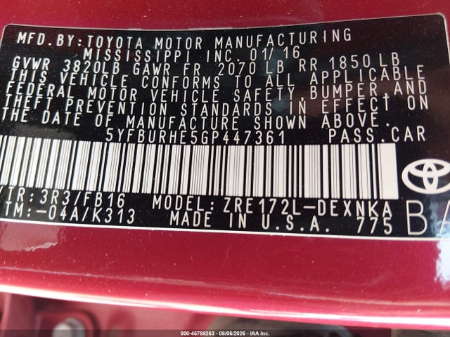 Toyota Corolla Le Plus 2016 5YFBURHE5GP447361 Image 9