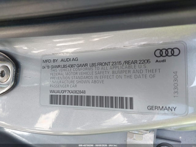 WAUAUGFF7KA082848 Audi A3 40 Premium/40 Titanium Premium