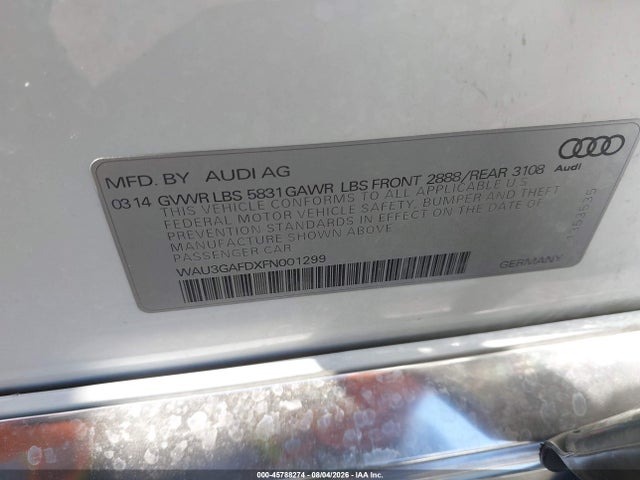 Aukcja sprzedaży 2015 Audi A8 L 3.0t, vin: WAU3GAFDXFN001299, numer aukcji: 45788274