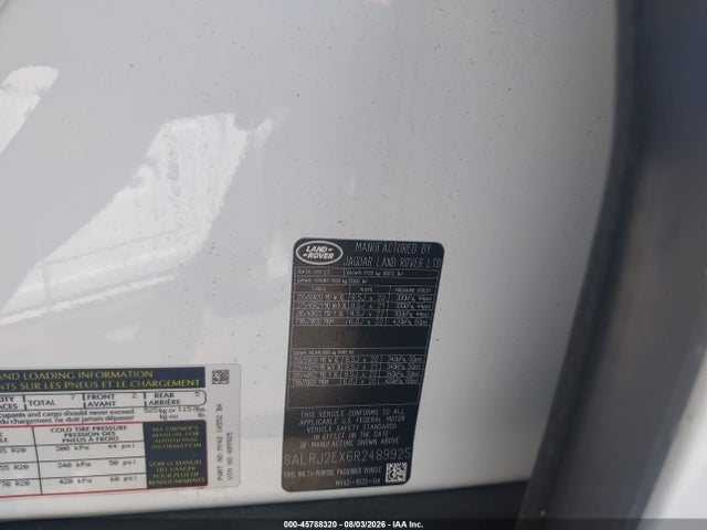 45788320 :رقم المزاد ، SALRJ2EX6R2489925 vin ، 2024 Land Rover Discovery P300 S مزاد بيع