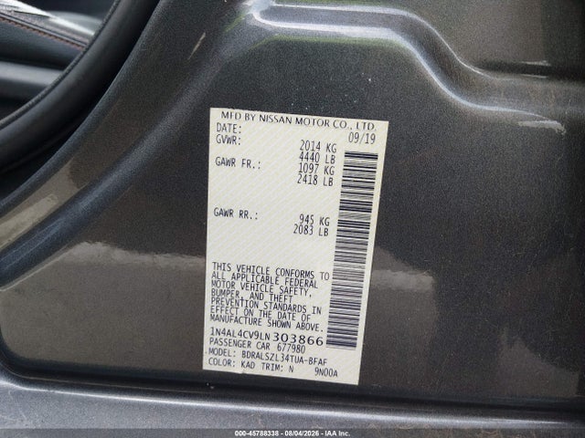Продаж на аукціоні авто 2020 Nissan Altima Sr Vc-turbo Fwd, vin: 1N4AL4CV9LN303866, номер лоту: 45788338