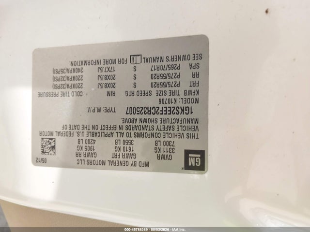 45788369 :رقم المزاد ، 1GKS2EEF2CR325007 vin ، 2012 Gmc Yukon Denali مزاد بيع