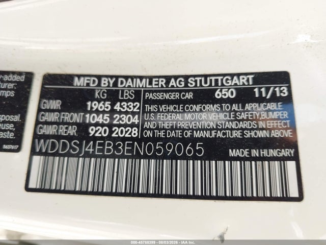 45788399 :رقم المزاد ، WDDSJ4EB3EN059065 vin ، 2014 Mercedes-benz Cla 250 مزاد بيع