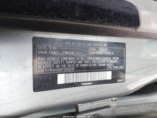 Продажа на аукционе авто 2007 Volvo V70 2.5t, vin: YV1SW592672650212, номер лота: 45788404