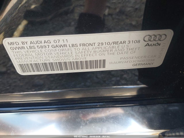 Aukcja sprzedaży 2012 Audi A8 L 4.2, vin: WAURVAFD3CN007098, numer aukcji: 45788442