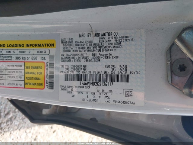 Продаж на аукціоні авто 2016 Ford Fusion Se, vin: 1FA6P0HD2G5126117, номер лоту: 45788454