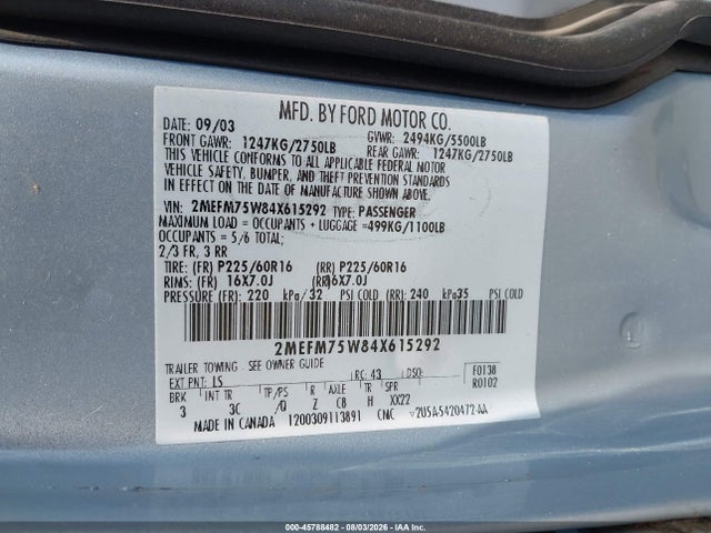 Продаж на аукціоні авто 2004 Mercury Grand Marquis Ls, vin: 2MEFM75W84X615292, номер лоту: 45788482