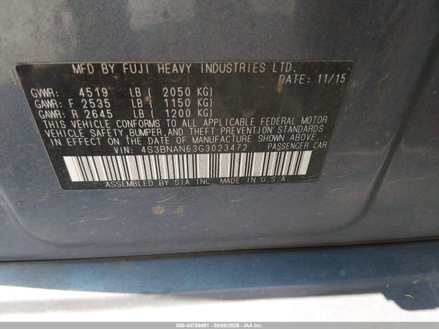 Subaru Legacy 2.5i Limited 2016 4S3BNAN63G3023472 Image 9