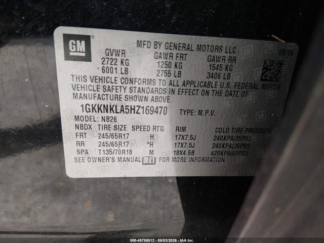 GMC Acadia Sle-1 2017 1GKKNKLA5HZ169470 Image 9