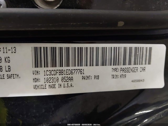 2014 Dodge Dart Sxt მანქანა იყიდება აუქციონზე, vin: 1C3CDFBB1ED677761, აუქციონის ნომერი: 45788559