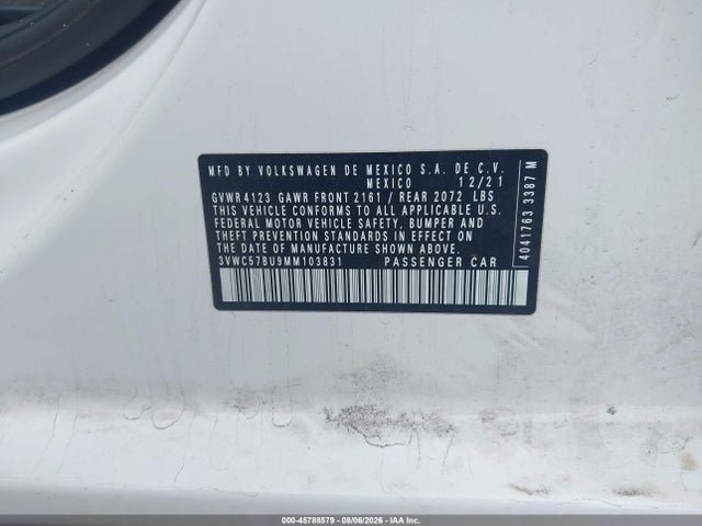 3VWC57BU9MM103831 Volkswagen Jetta 1.4t R-line/1.4t Se/s