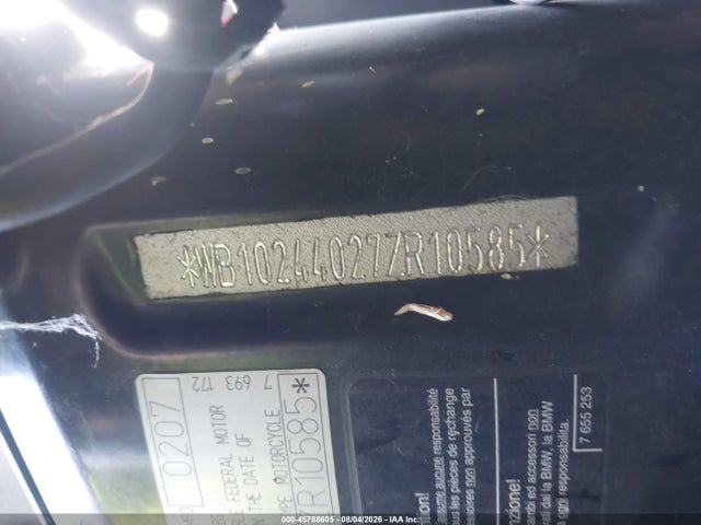 2007 Bmw F800 St მანქანა იყიდება აუქციონზე, vin: WB10244027ZR10585, აუქციონის ნომერი: 45788605