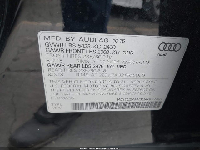 WA1C2AFP3GA065960 Audi Q5 2.0t Premium