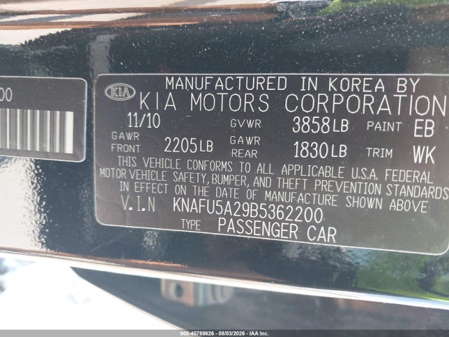Продажа на аукционе авто 2011 Kia Forte Ex, vin: KNAFU5A29B5362200, номер лота: 45788626