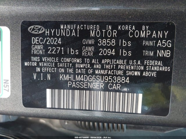 Продажа на аукционе авто 2025 Hyundai Elantra Sel Sport, vin: KMHLM4DG6SU953884, номер лота: 45788699