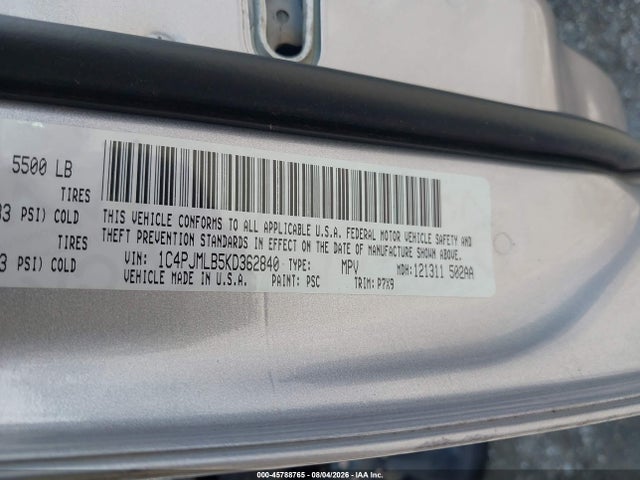 2019 Jeep Cherokee Altitude 4x4 მანქანა იყიდება აუქციონზე, vin: 1C4PJMLB5KD362840, აუქციონის ნომერი: 45788765