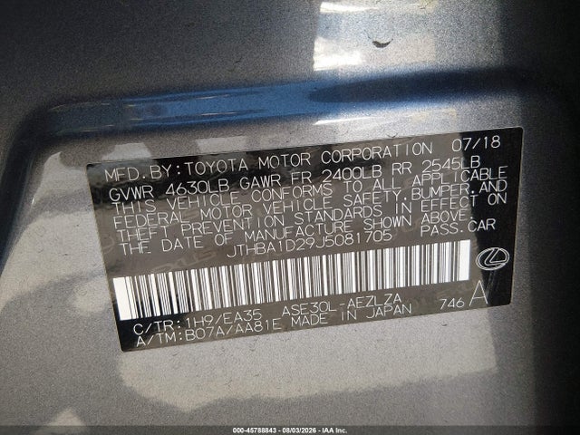 Lexus IS 300 2018 JTHBA1D29J5081705 Image 9