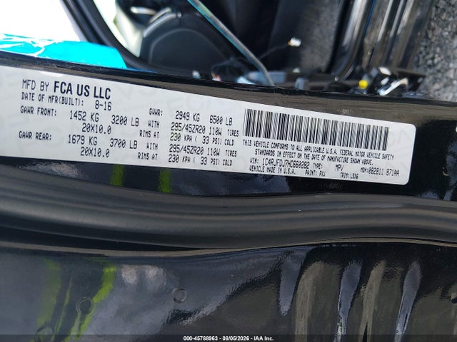 45788963 :رقم المزاد ، 1C4RJFDJ7HC660282 vin ، 2017 Jeep Grand Cherokee Srt مزاد بيع