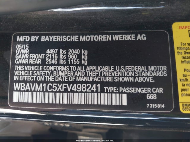 WBAVM1C5XFV498241 BMW X1 Sdrive28i