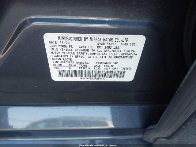 Aukcja sprzedaży 2010 Infiniti G37x, vin: JN1CV6AR1AM250147, numer aukcji: 45788970