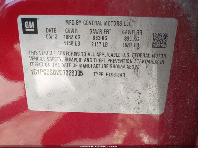 Продаж на аукціоні авто 2013 Chevrolet Cruze 1lt Auto, vin: 1G1PC5SB2D7323005, номер лоту: 45788975