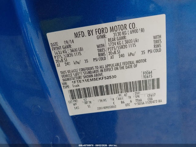 Продажа на аукционе авто 2014 Ford F-150 Stx, vin: 1FTEX1EM5EKF52530, номер лота: 45788978