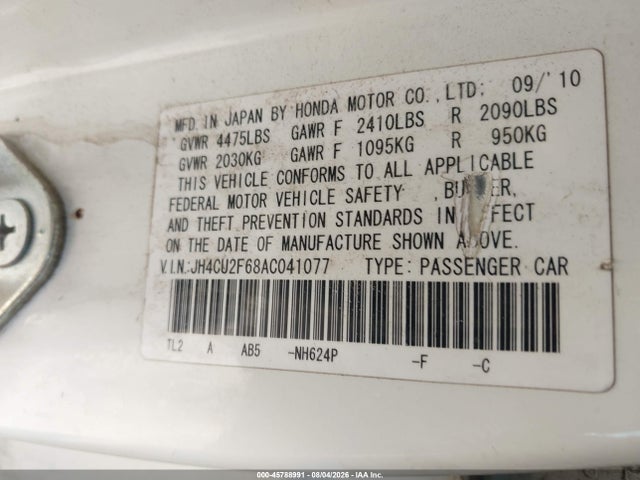 Продаж на аукціоні авто 2010 Acura Tsx 2.4, vin: JH4CU2F68AC041077, номер лоту: 45788991
