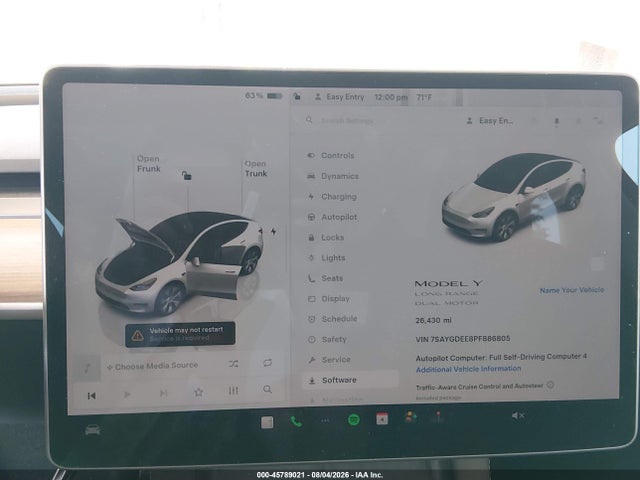 2023 Tesla Model Y Awd/long Range Dual Motor All-wheel Drive მანქანა იყიდება აუქციონზე, vin: 7SAYGDEE8PF886805, აუქციონის ნომერი: 45789021