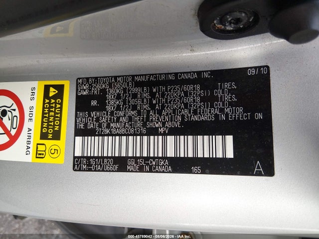 Aukcja sprzedaży 2011 Lexus Rx 350, vin: 2T2BK1BA8BC081316, numer aukcji: 45789042