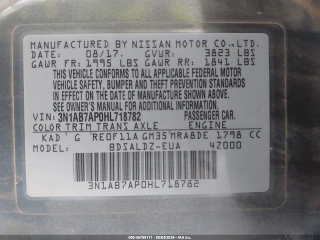 Nissan SENTRA SV 2017 3N1AB7AP0HL718782 Image 9