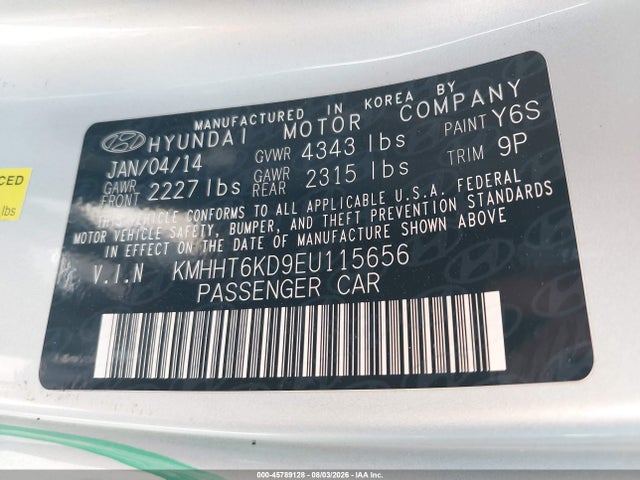 KMHHT6KD9EU115656 Hyundai Genesis 2.0t Premium