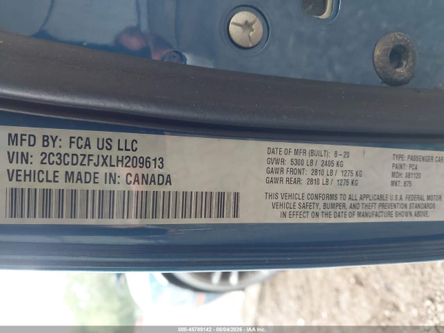 Aukcja sprzedaży 2020 Dodge Challenger R/t Scat Pack, vin: 2C3CDZFJXLH209613, numer aukcji: 45789142