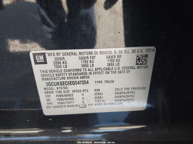 3GCUKSEC6EG547254 Chevrolet Silverado 1500 Ltz