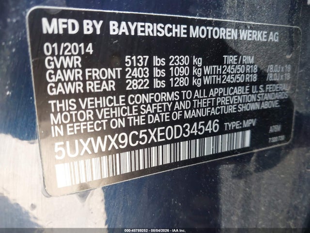 5UXWX9C5XE0D34546 BMW X3 Xdrive28i