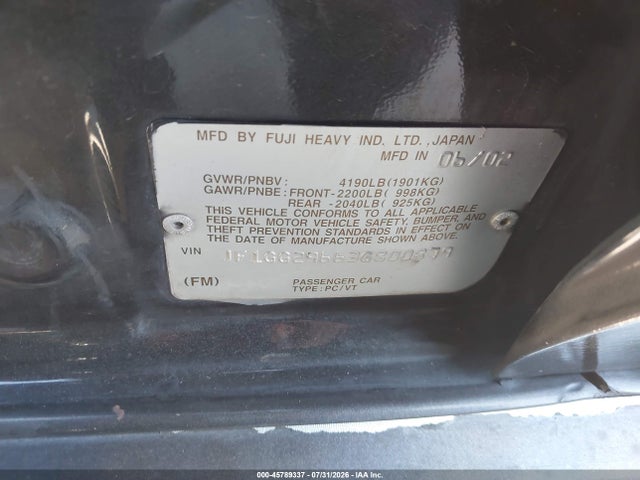 Продажа на аукционе авто 2003 Subaru Impreza Wrx, vin: JF1GG29663G800879, номер лота: 45789337