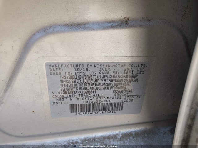 Nissan SENTRA SV 2015 3N1AB7APXFL686811 Image 9