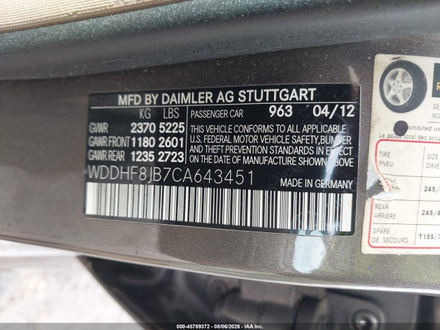 Продаж на аукціоні авто 2012 Mercedes-benz E 350 4matic, vin: WDDHF8JB7CA643451, номер лоту: 45789372