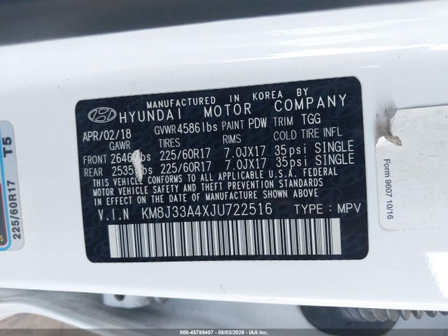 Hyundai TUCSON SEL 2018 KM8J33A4XJU722516 Image 9