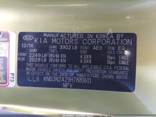KIA Soul 2017 KNDJN2A29H7881611 Image 9