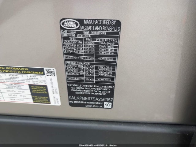 Продаж на аукціоні авто 2025 Land Rover Range Rover P530 Se 7 Seat, vin: SALKPBE97SA256357, номер лоту: 45789459
