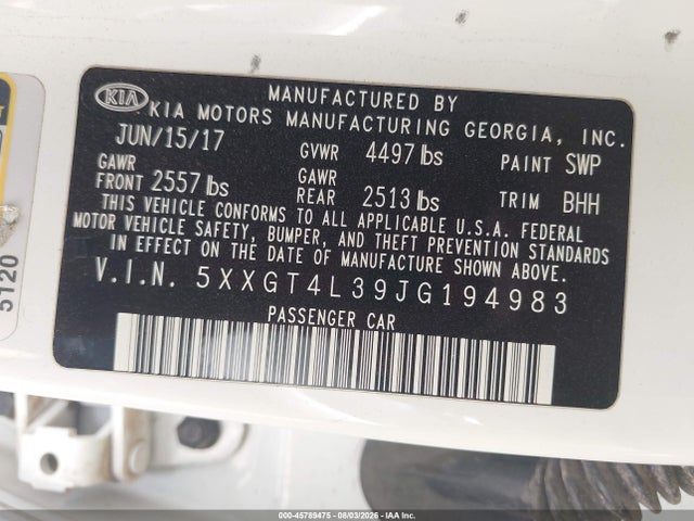 KIA Optima Lx 2018 5XXGT4L39JG194983 Image 9