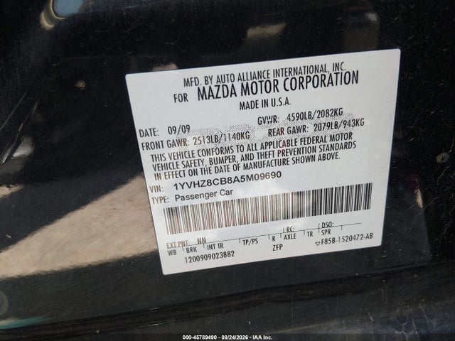 Aukcja sprzedaży 2010 Mazda Mazda6, vin: 1YVHZ8CB8A5M09690, numer aukcji: 45789490
