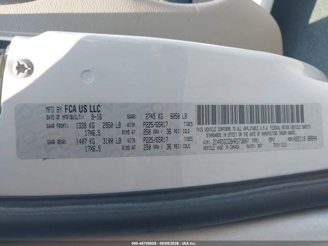 Dodge Grand Caravan Sxt 2017 2C4RDGCG9HR573607 Image 9
