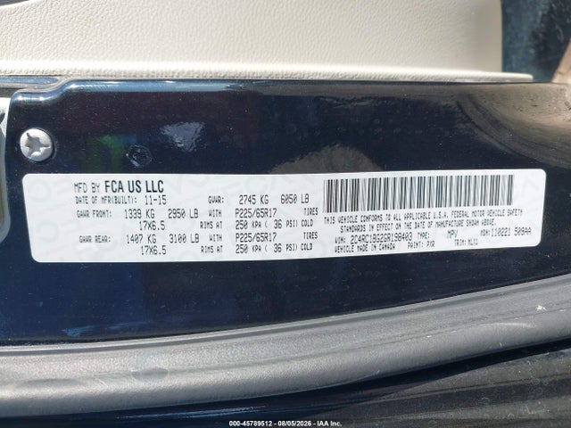 45789512 :رقم المزاد ، 2C4RC1BG2GR198403 vin ، 2016 Chrysler Town & Country Touring مزاد بيع