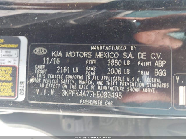 45789522 :رقم المزاد ، 3KPFK4A77HE083498 vin ، 2017 Kia Forte Lx مزاد بيع