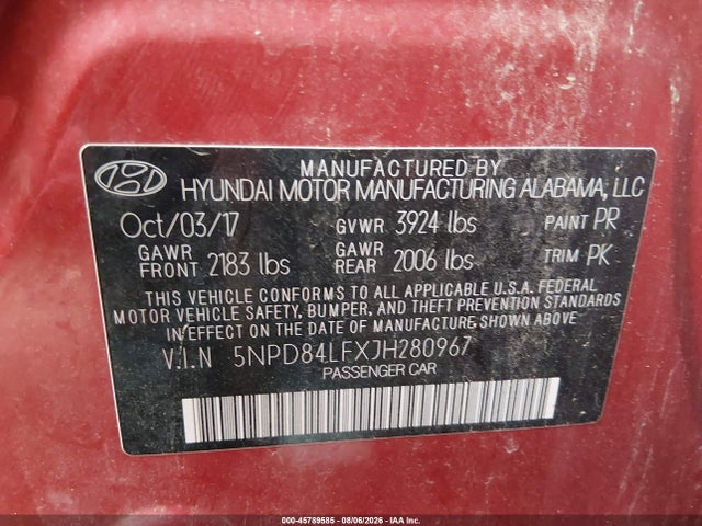 Hyundai Elantra Value Edition 2018 5NPD84LFXJH280967 Image 9