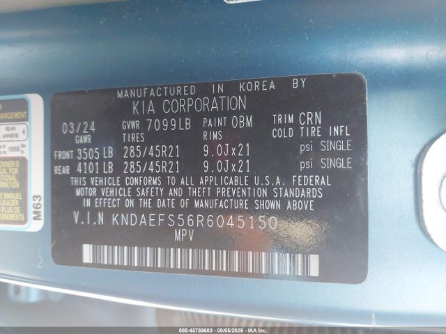 KIA Ev9 Gt-line 2024 KNDAEFS56R6045150 Image 9