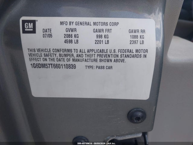 Продажа на аукционе авто 2006 Cadillac Cts Base W/1sa, vin: 1G6DM57T660110839, номер лота: 45789614