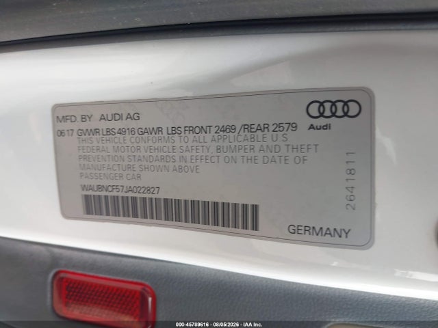 Aukcja sprzedaży 2018 Audi A5 2.0t Premium, vin: WAUBNCF57JA022827, numer aukcji: 45789616